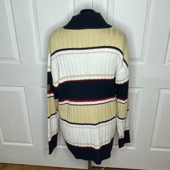 South Pole L Vintage Y2K color block stripe mock turtleneck mens chunky‎ sweater - Picture 3 of 9